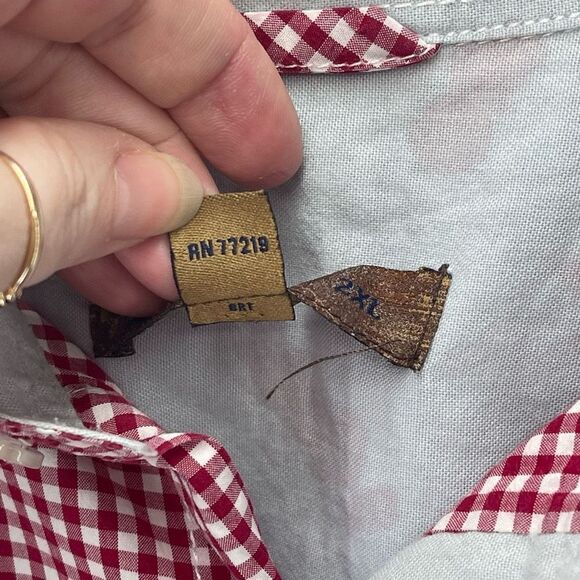 Pronto Uomo mens Red gingham Plaid Button Down Shirt Size 2XL - Picture 8 of 10